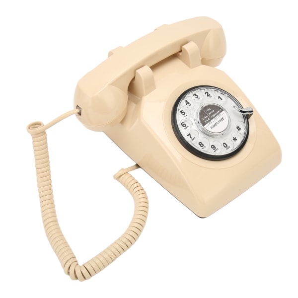 Retro roterande telefon Gammaldags vintage fast telefon med mekanisk ringsignal högtalare för hushållskontor Hotel Beige