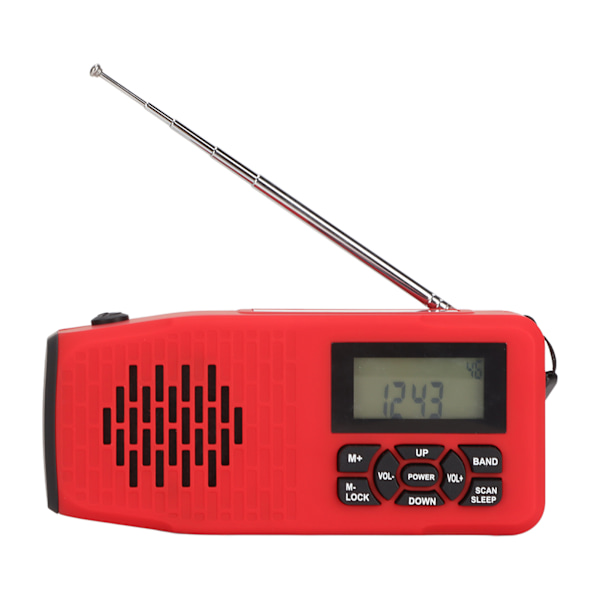XSY098D Aurinkovoimalla toimiva käsikampi-radio IPX3 Vedenkestävä AM/FM/NOAA Säävaroitusratiolla SOS-hälytyksellä Varavalo Kuulokeliitäntä