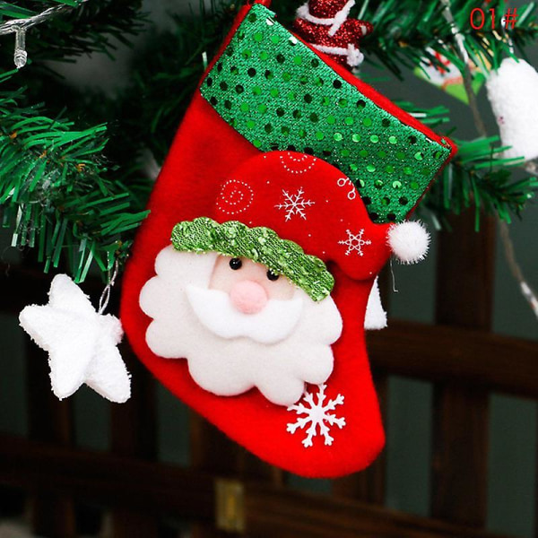 Julestrømpe Træ Dekoration Taske Sæk Sok Ornament Gave Santa Claus Socks 1 Piece