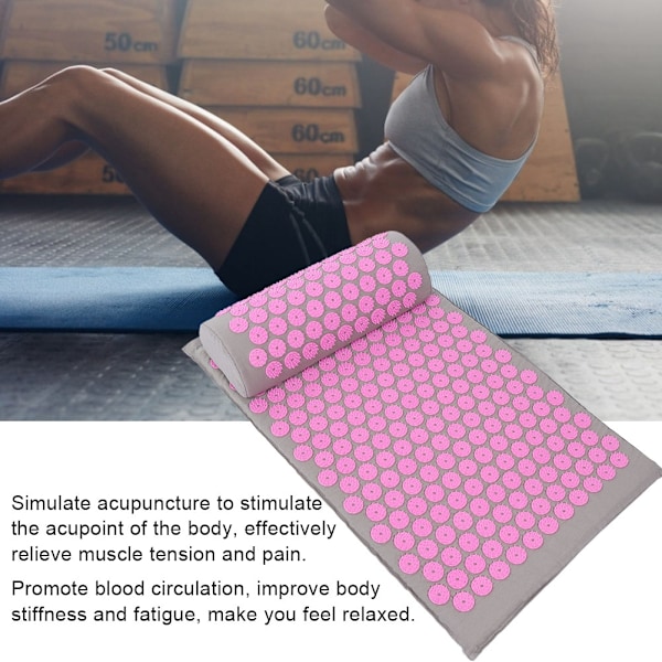 Akupunktur Massage Yoga Mat Akupressur Massage Pude 68 x 42cm (Lysegrå Pink Spænde)