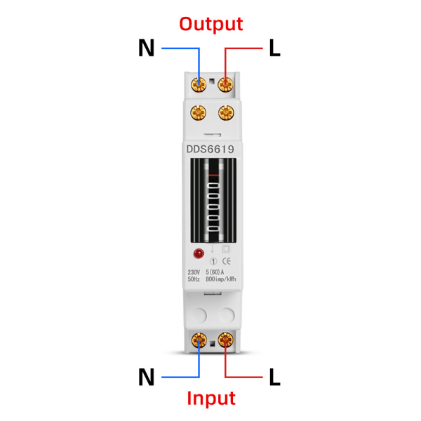 Energimätare Din-skena 1P Enfasräknare Hushållsapparater 230V DDS6619-001(DDS6619-001-5（60）A )