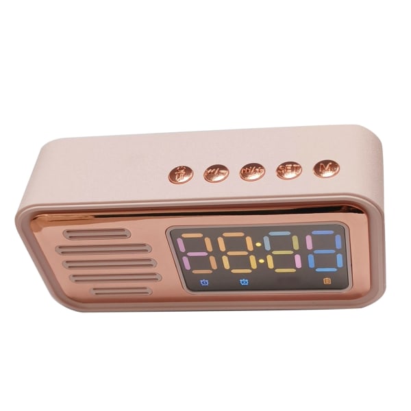 Bluetooth-højttaler, bærbar, innovativ, retro, bordplade, alarm, trådløs højttaler med LED-farveskærm, pink