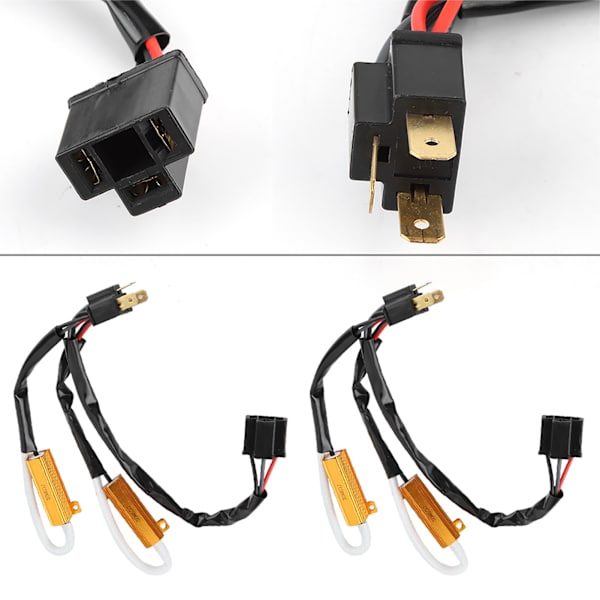 2st LED Decoder Lastmotstånd Bil Strålkastare Blinkande Felfri Kabelhärva för H4