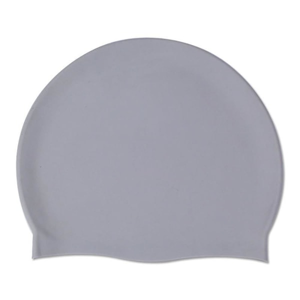 Silicone Swim Cap for Girls, Kids, and Adults - Gray Long Hair