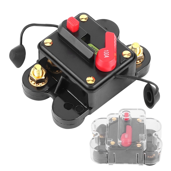 12V-24V DC Strømafbryder Auto Bil Marine Båd Cykel Stereo Audio Sikring Inverter med Manuel Reset med Vandtæt Dæksel 100A