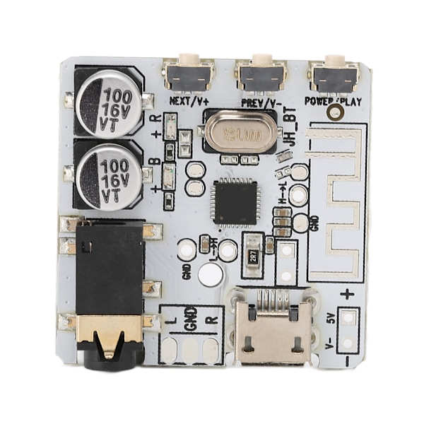 Bluetooth Mottagarkort Bluetooth 5.0 Stabil Stereoförstärkarkort med Knappkontroll för DIY Vit