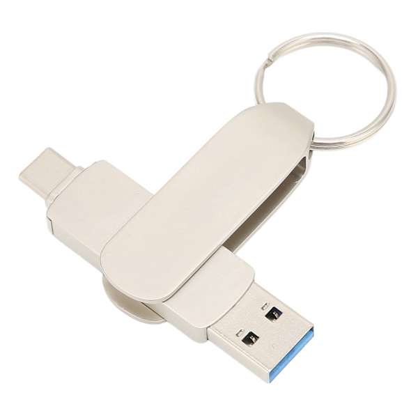 Avaimenperä-muistitikku 2-in-1 OTG USB3.0 USB-C:hen Mobiilipuhelin Tietokone Kaksoiskäyttöinen 360° Kierto U-levy 32Gt