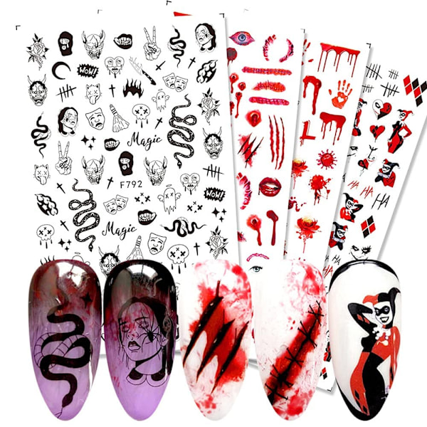 5 ark Halloween Nail Art Stickers 3D Nail Stickers Party Nageldekoration