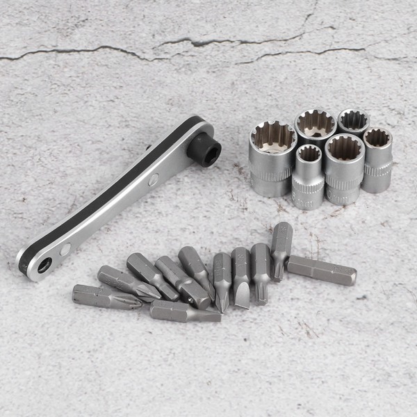 18 i 1 Mini 1/4in Spärrnyckel Skruvmejsel Bit Set Multifunktions bilreparationsverktyg