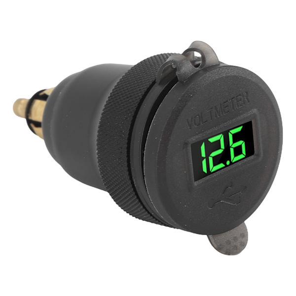 Billaddare med LED-voltmeter och knappbrytare, dubbel QC 3.0 snabbladdare för 1 2 3-serien med EU-kontakt Grön