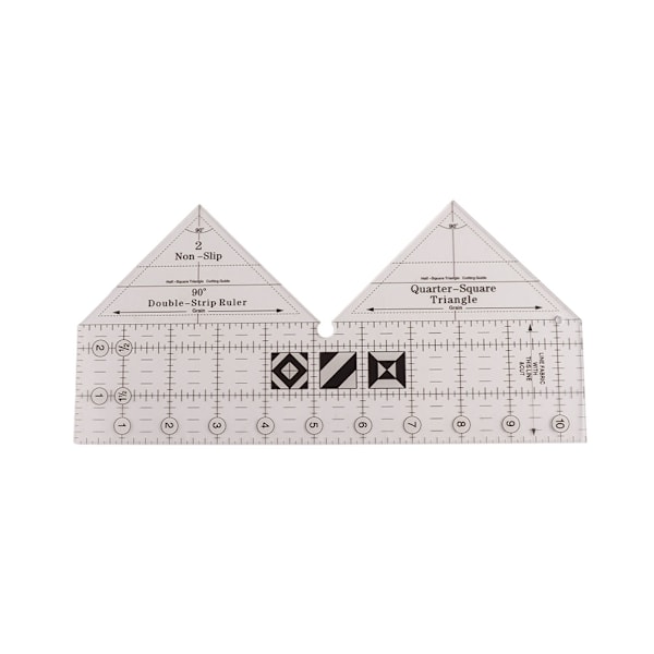 Ruler Grids 45/60/90 Degree Double Strip Ruler Transparent Acrylic Non Slip Quarter Triangle Cutting Guide for Sewing