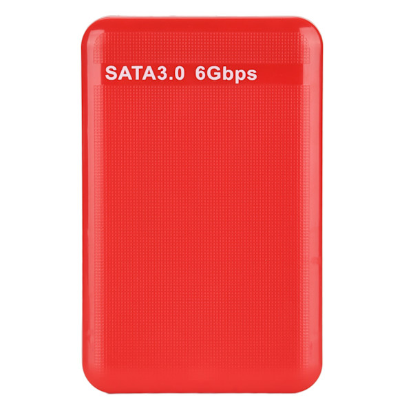 Externt HDD-fodral 2.5in USB3.0 SATA3.0 Plug and Play HDD-kabinett Stödjer 3TB Kapacitet med LED-indikator för Windows Röd