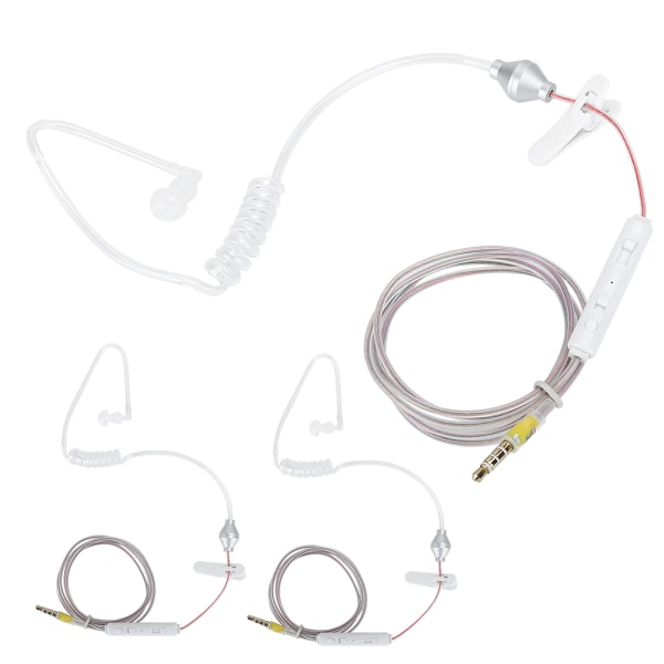 3 sæt HRT-1 Mobiltelefon Air Tube Headset med mikrofon 3,5 mm stik ledningsført øretelefonTransparent