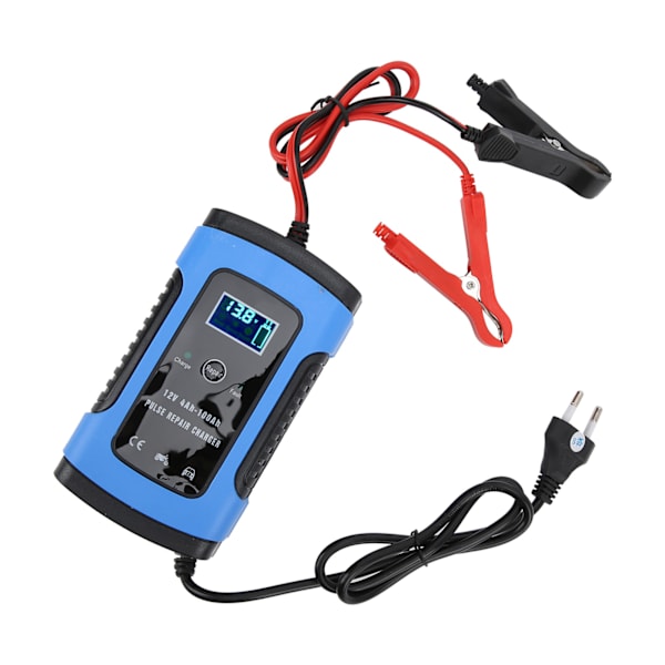 Intelligent 12V/6A motorcykelbatterilader - digitalt display, reparationsværktøj [EU-stik]