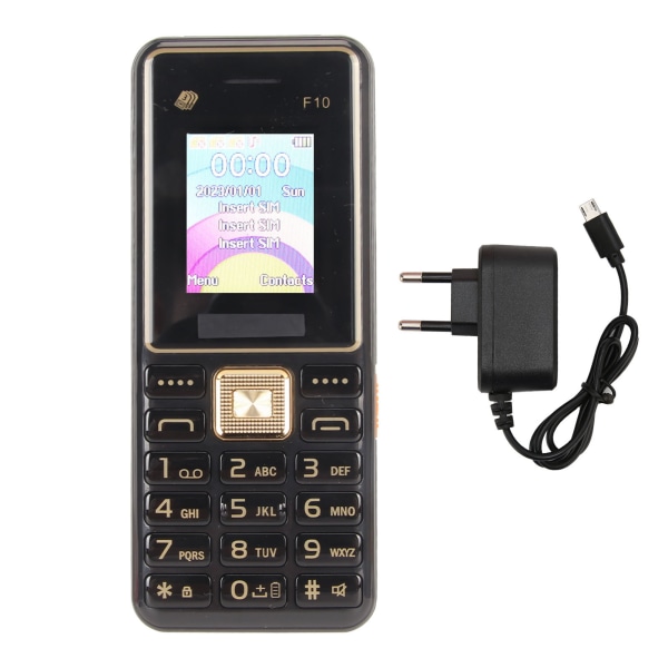 F10 olåst mobiltelefon 1,8 tums skärm 3600mAh batteri Stor knapp Stor font Hög volym Mobiltelefon för seniorer 100‑240V svart EU-kontakt
