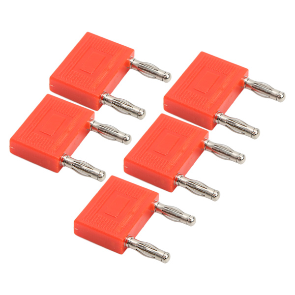 5PCS Dobbel rad bananpluggkontakt Nikkelbelagt kobber 2-veis dobbel bananplugg for høyttalerledninger Rød