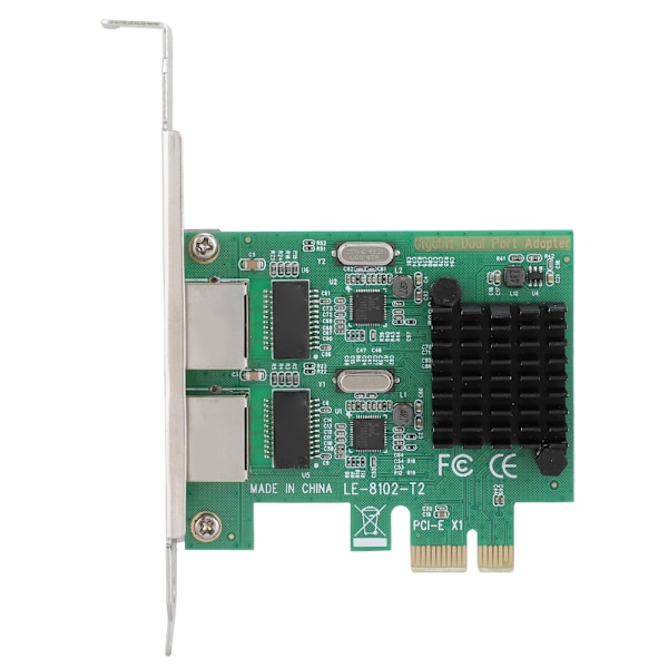 Dual Port PCI-Ex1 Gigabit nätverkskort - 10/100/1000 Mbps RJ-45 x2 - 8102-T2