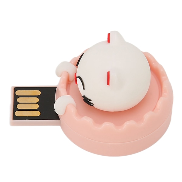 U DISK USB2.0 Gränssnitt Hot Swap Katt Tecknad Stil Portabel Vibrationsresistent Flash Drive för Säkerhetskopiering av Filer (Katt Cirkelspänne 64GB)