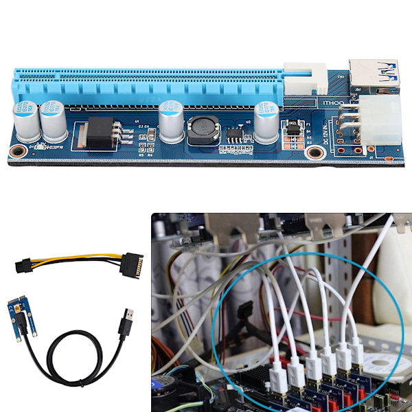 Mini PCI-E - PCI Express 16x Riser-sovitin grafiikkasuorittimen kaivaukseen