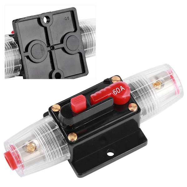 Automatisk nulstillingssikringsholder Switch Forstærker Bil Lastbil Audio Modifikation 12V 60A
