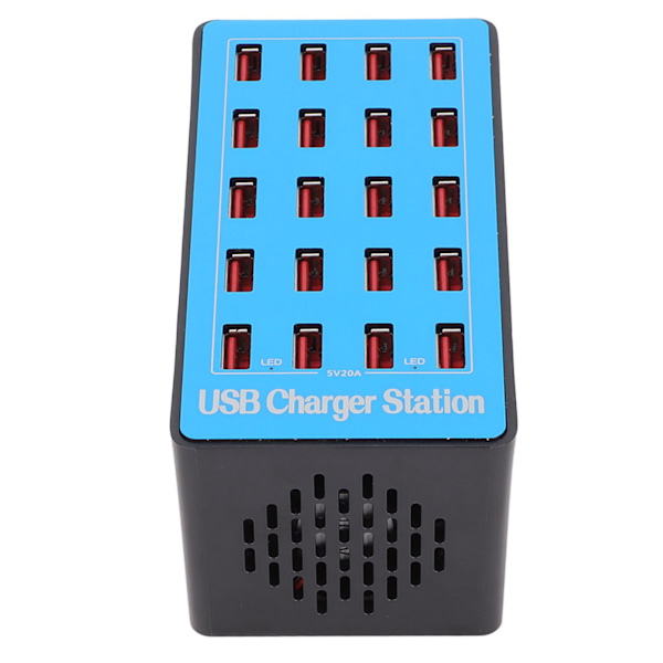 AnwintkA5+ 20-ports USB Hub Ladestation - 100W hurtiglader med køleblæser (EU-stik)