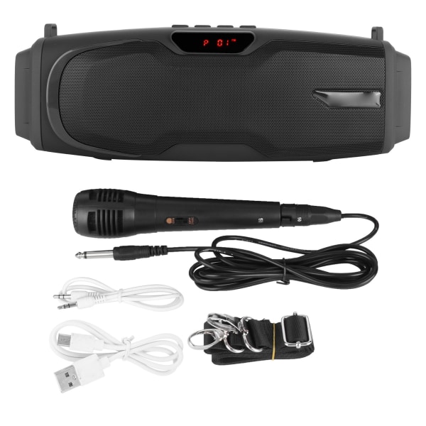 Bluetooth-højttaler Højvolumen bærbar musikafspiller med tung bas med skærm og mikrofon Sort
