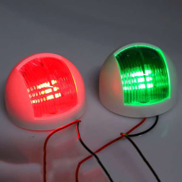 2 Stk Signallampe Rød Grøn LED Vandtæt Bådnavigationslys 12V 24VHvid