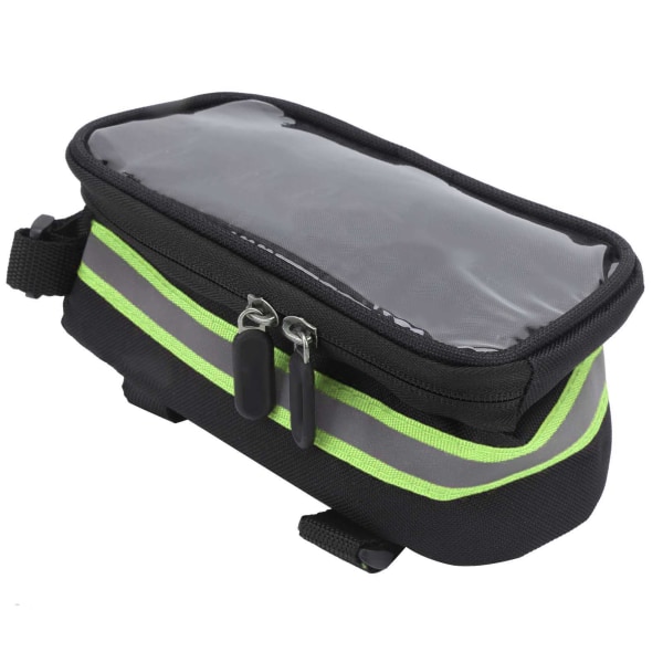 Touch Screen Bicycle Bag Cycling MTB Bike Frame Front Tube Storage Bag for 6.3x3.2in PhoneGreen