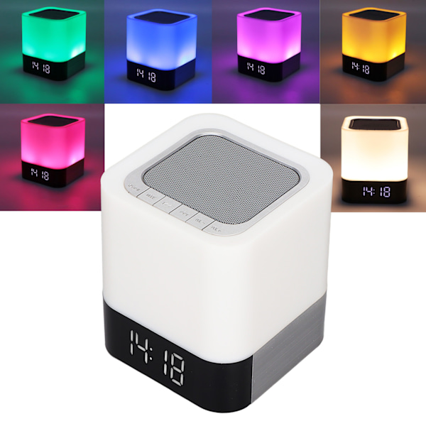Nattlampa Bluetooth-högtalare Touch Control LED Väckarklocka Bluetooth-högtalare för fritid Vardagsrum Sovrum Läsning