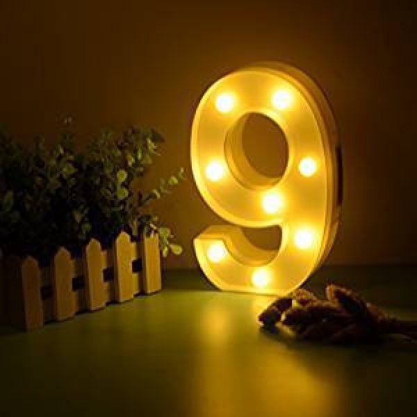 Qinwei Led-valonumeron kirjainkyltti yövalolla hääjuhliin Joulun kodin koristelunumerolamppu (numero 9)