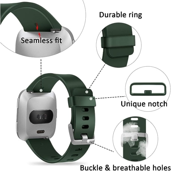 Det smarta klockarmbandet är kompatibelt med Fitbit versa Smartwatch, versa 2 och versa Lite se-klockor för kvinnor och män（ Olive-S）