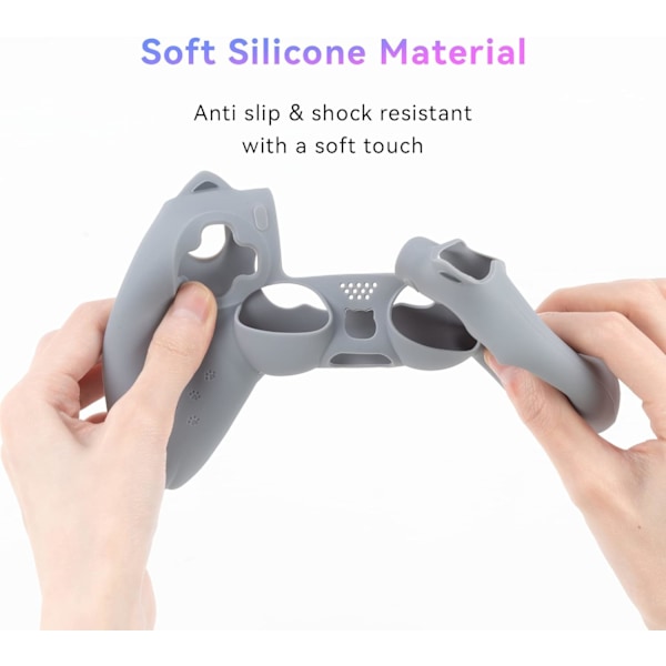Kattenslab PS4-kontrollerhud Anti-skli Silikonhud Beskyttende Deksel for PS4 Trådløs Kontroller Grey