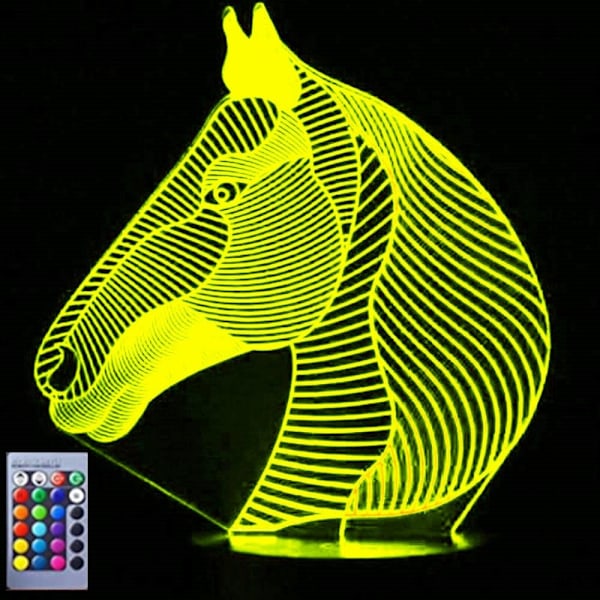 3D Hest Nattelys Bordskrive Optisk Illusjon Lamper 16 Farge Skiftende Lys LED Bordlampe Jul Hjem Kjærlighet Bursdag Barn Barn Dekor Leke Gave