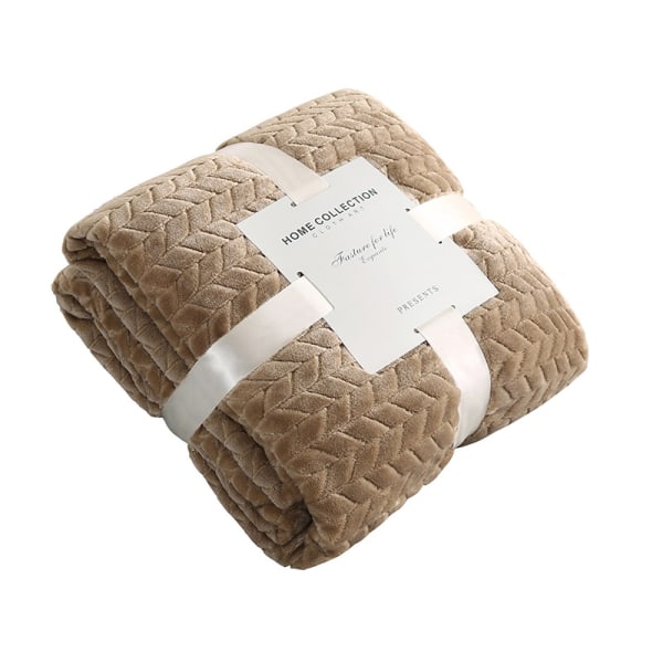 Fleece tæppe til sofa, blødt flanel tæppe, letvægts fuzzy tæpper til sofa seng kontor khaki 130*150 CM