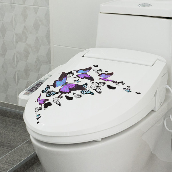 Fjärilsblomma Väggdekaler Heminredning Tapet Väggdekaler För Toalett Dekorativ Klistermärke Heminredning