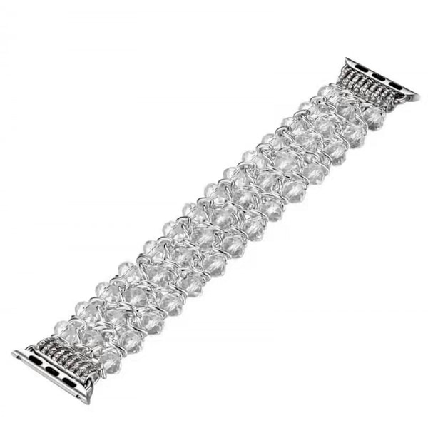 Armband för Apple Watch 42/44/45mm, Crystal Glitter Beads Pearl Bangle för iWatch Series SE 8 7 6 5 4 3 2 1 Metallkedja Smyckesrem
