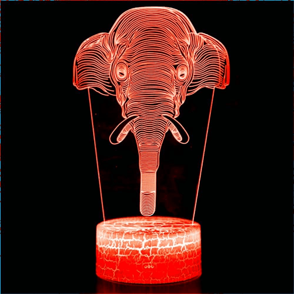 Djur Nattlampa Elefant Huvud Hologram Karaktär Heminredning Färg LED-lampor Barnens Jul Födelsedagspresenter 3D Nattlampa-Dw-22C,Crack B