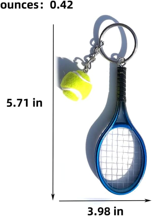 Värillinen minitennismaila pallolla avaimenperä 6 Pack
