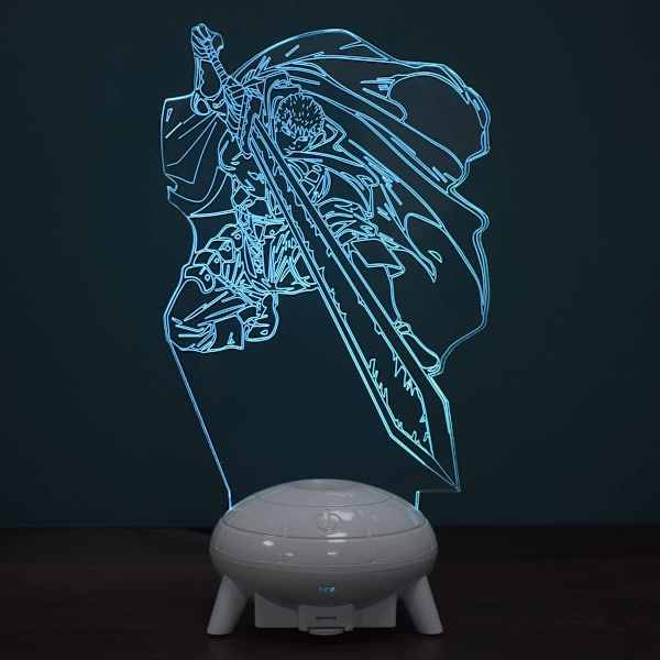 Berserk Guts Figur 3D Anime Lampe Fjernbetjening Berøringsdæmpbar LED Natlys 16 Farver med Illusion Bordskrivebordslampe Perfekte Gaver til Børn
