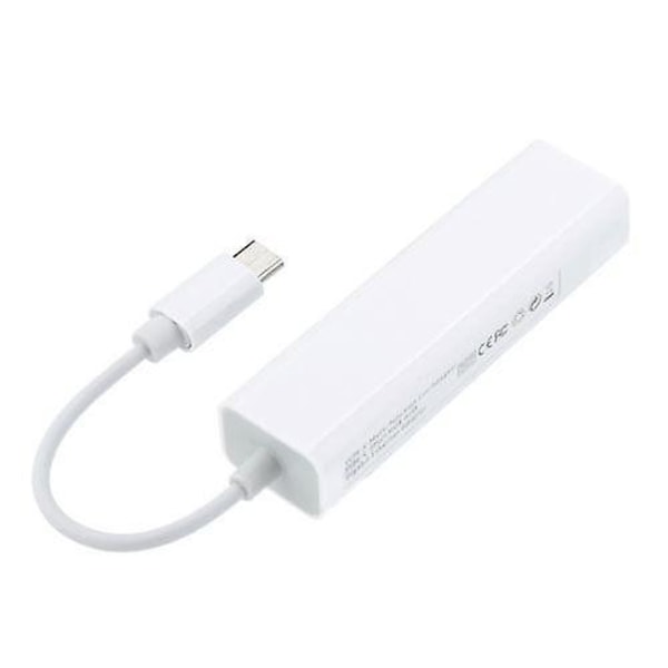 Usb-c Lan Rj45 Nätverks Ethernet Adapter Kabel 3 Usb 2.0 Hub Port