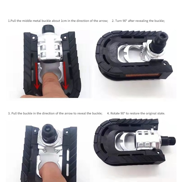 Pedal til cykel, tilbehør til cykel, sammenklappelig pedal, cykelpedal (et par sorte pedaler i aluminiumlegering)