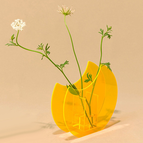 Akryl Blomvas Minimalistisk Modern Design Bärbar Växter Vas för Kontor Heminredning 18x17x4.6