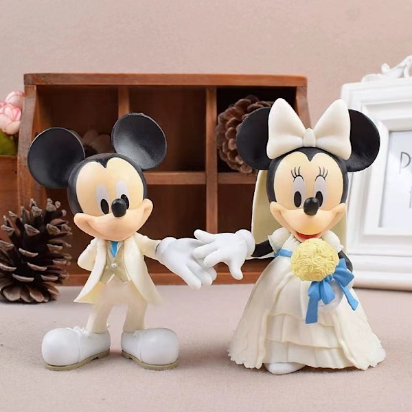 Mickey Minnie Par-Bryllupskage Bagepynt Sød Tegneserie Solid Hånd Hjem Bil Ornamenter White