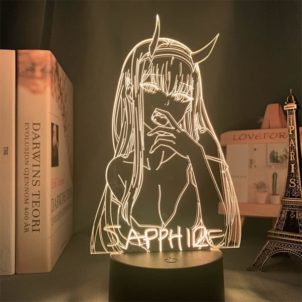 3D Illusion Zero Two 002 Anime Lampe Børneværelses Dekoration RGB 16 Farver med Fjernbetjening Akryl LED Natlys Darling In The FRANXX Fødselsdag