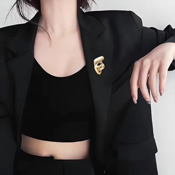 Mors Dag Presenter - Guldhjärta Brosch + Guld Fantom Mask Brosch Set.
