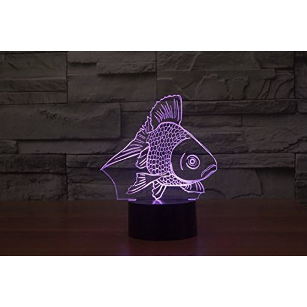 3D Guldfisk Fjernbetjening 16 Farve Natlys Illusion Akryl LED Bord Sengelampe Børneværelse Skrivebords Dekoration Fødselsdagsgaver Legetøj til Børn