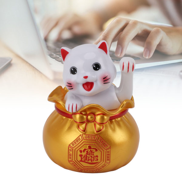 Solcelledrevet Lucky Cat Lucky Wealth Welcoming Cat Bilindretning Desktop Kasseapparat Åbningsdekoration Øje Gold Big