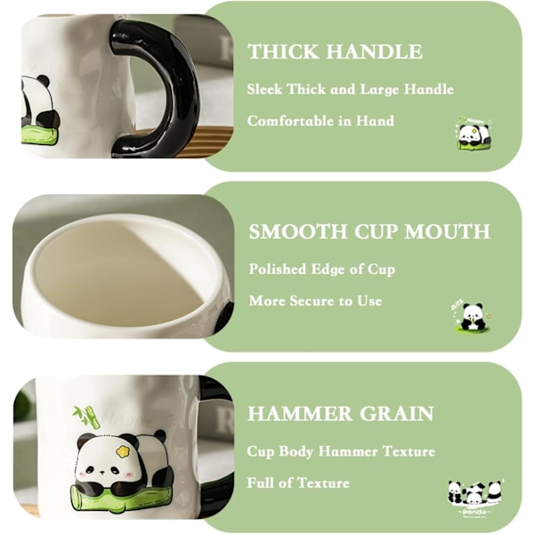 Nyhet Panda Kaffe Kanne Gave Sett, Hvit Keramisk Kaffe Kanne med Søt Panda Skje og Støvhette, Sikker-Sittende Panda