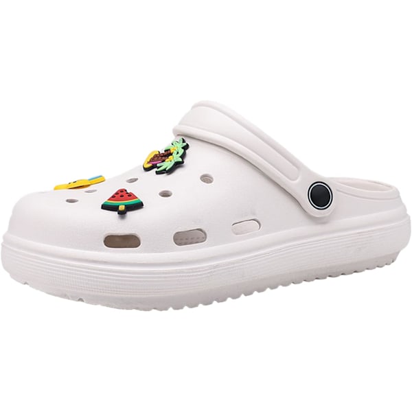 Dam trädgårdsskor sommar lätta träskor sandaler halkfria slides duschtofflor inomhus utomhus White 9.5inch 8.5