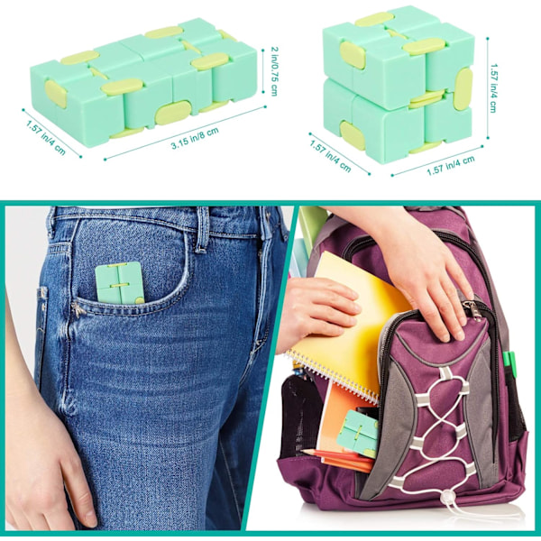 Infinitycube Fidget Legetøj Stressaflastende Fidgeting Spil til Børn og Voksne, Sød Lommestørrelse Unik Gadget til Angstlindring og Tidfordriv Green
